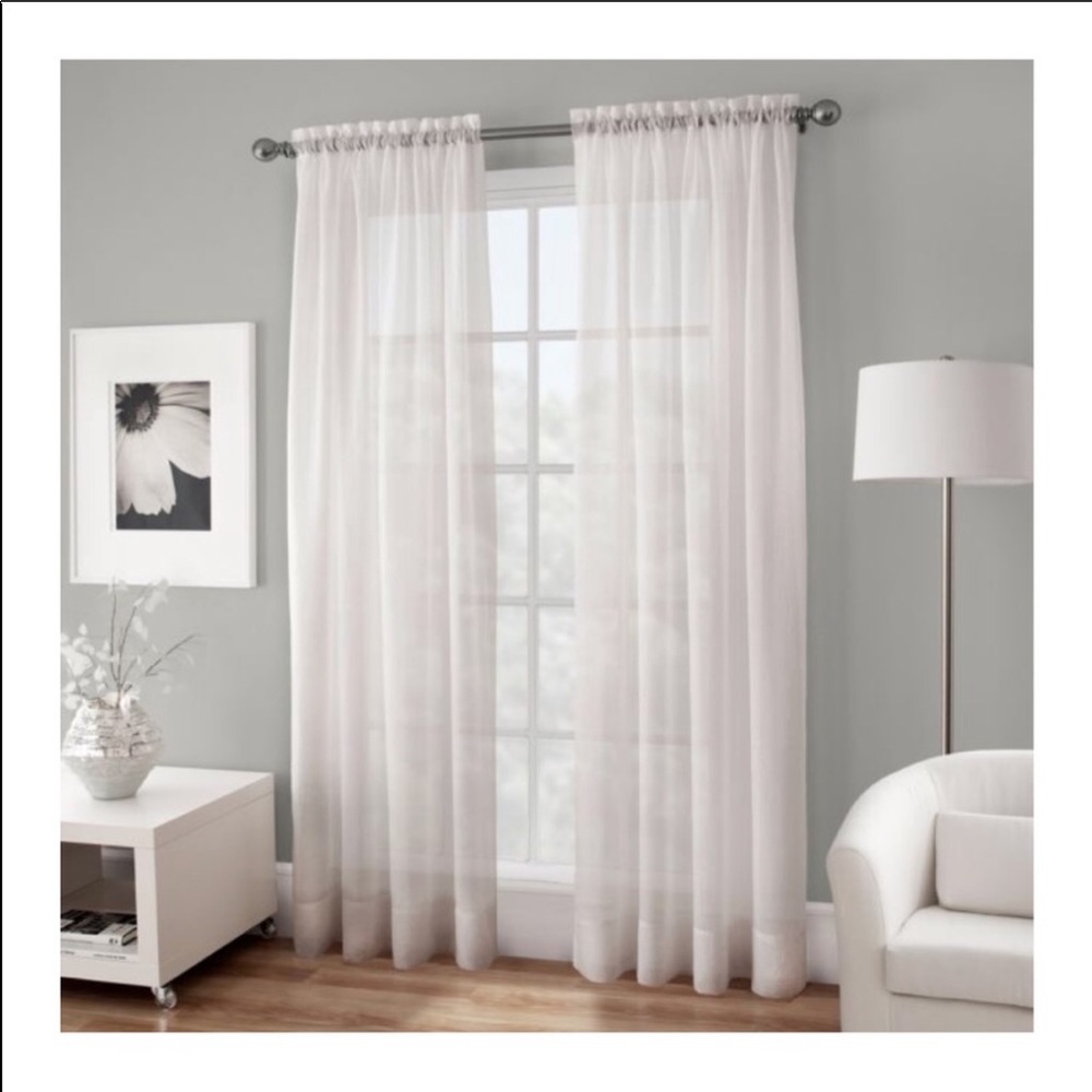 TWO Voile Sheer 84 in. Rod Window Curtain Panel